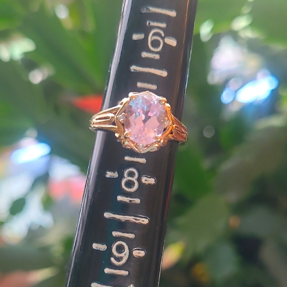 14k Rose Gold and Light Pink Kunzite Ring- Estate